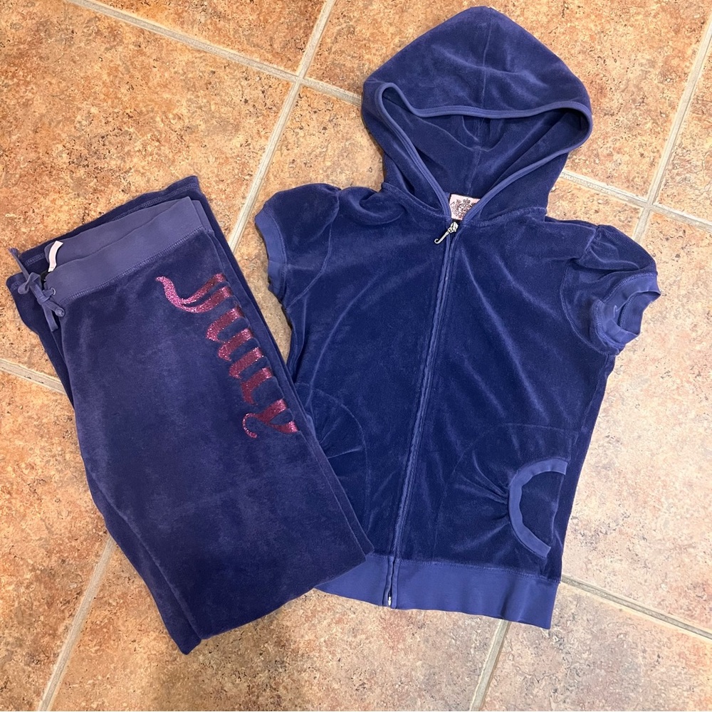 RARE Y2K Juicy Couture Terry Cloth hoodie set in purple size small